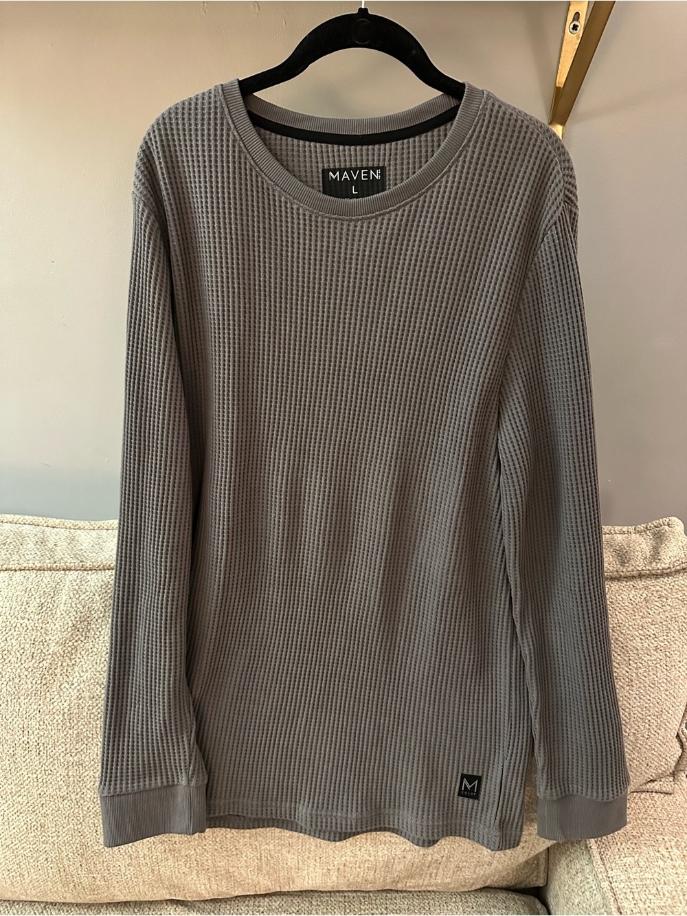 Men’s Thermal-wear Waffle Knit Sweater - Gray